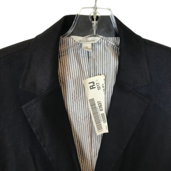 NWT LL Bean Womens Size 6 Indigo Dark Blue Stretch Linen Blend Blazer Jacket NEW - Picture 2 of 4